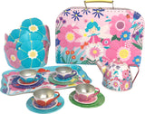 Flower Fairy Tin Tea Set With Storage Case And Paper Crowns