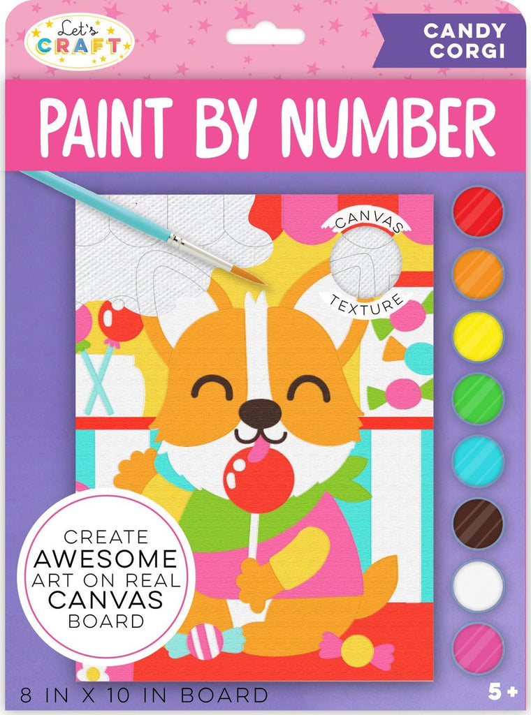 Let’s Craft Paint By Number Candy Corgi On Real Canvas