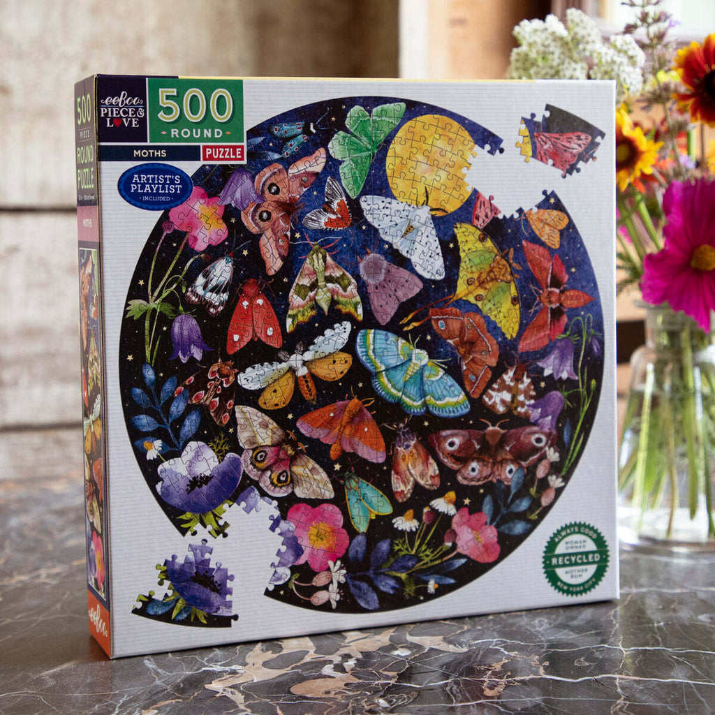 Moths 500 Piece Round Puzzle