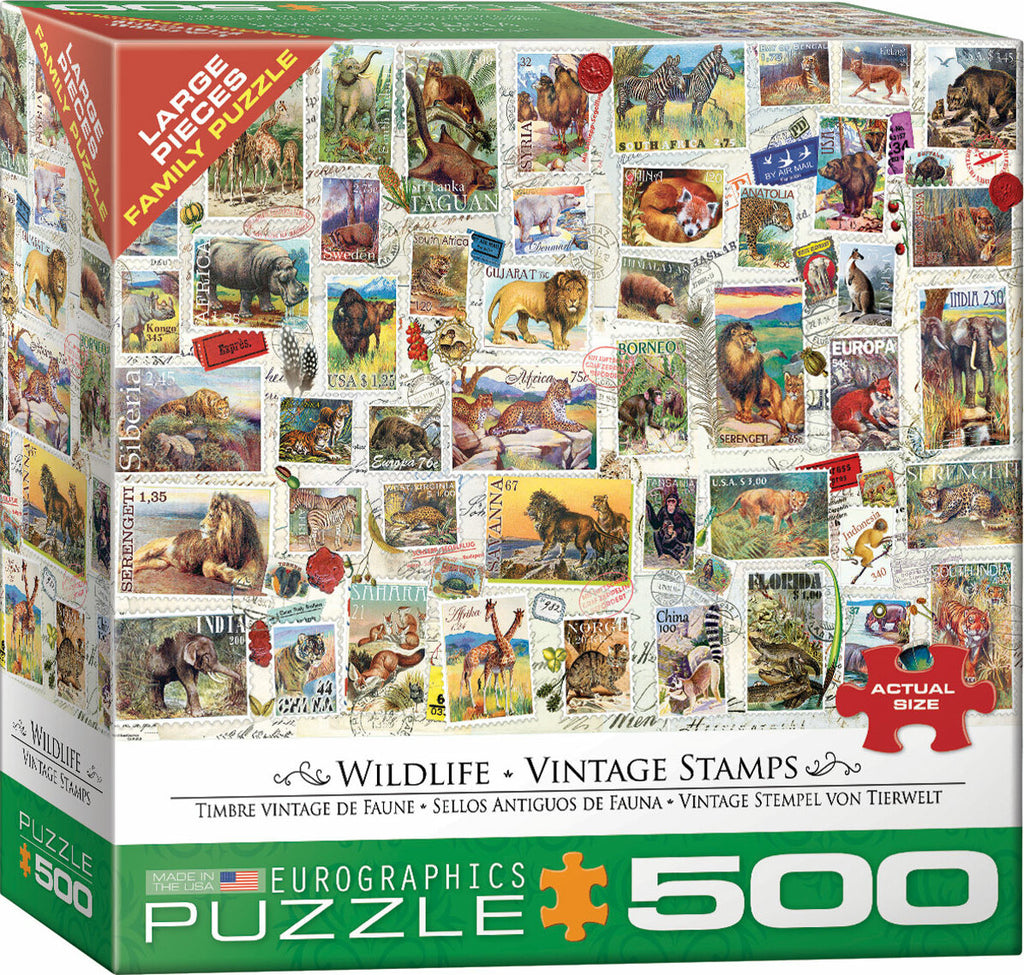Wildlife Vintage Stamps 500-piece Puzzle