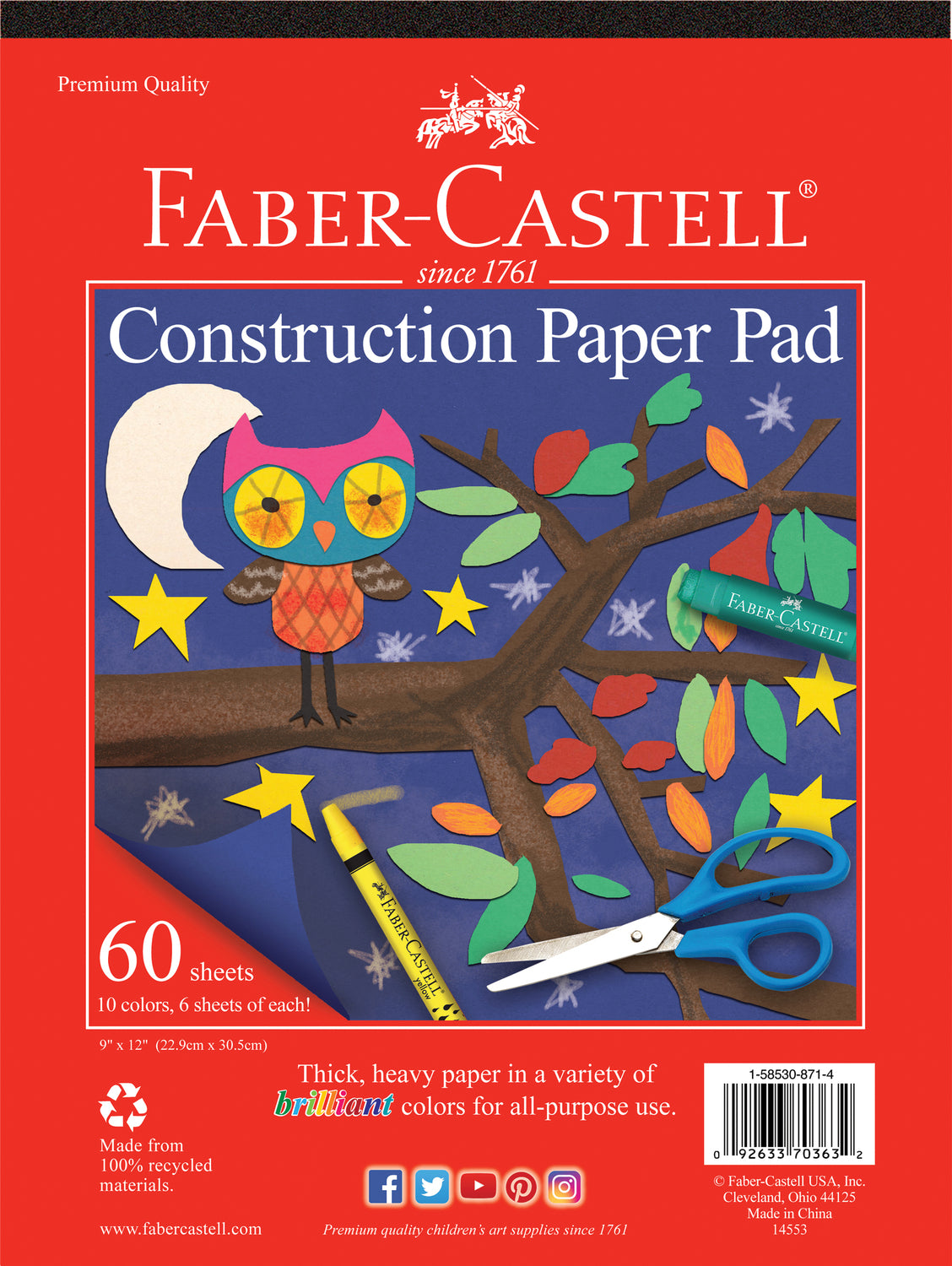Construction Paper Pad 9" x 12"