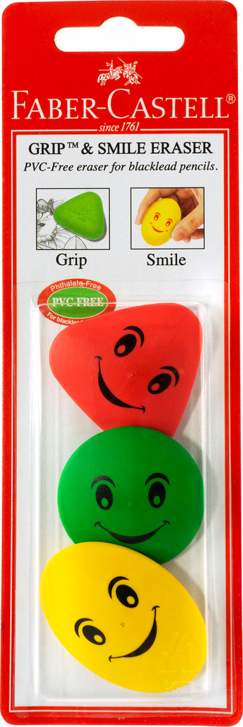 3ct Grip & Smile Erasers, blister card