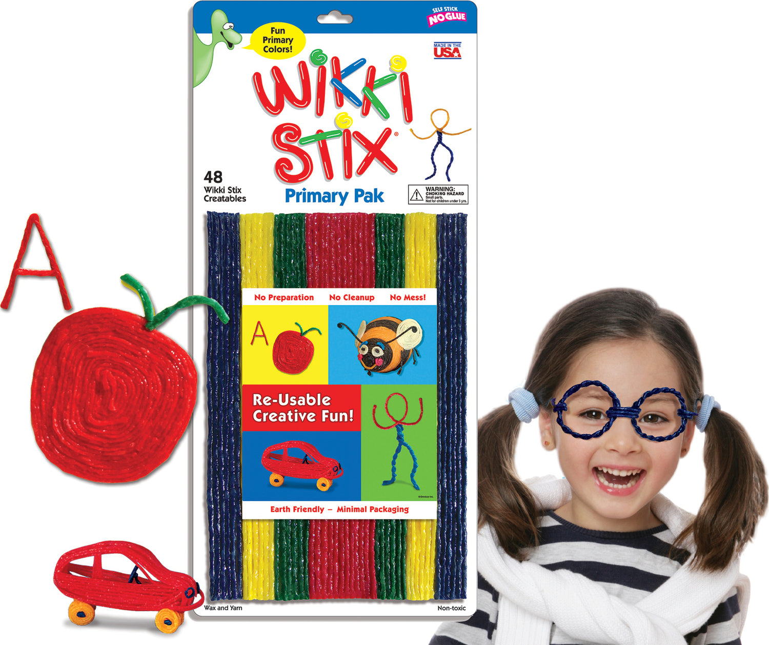 Wikki Stix Arts and Crafts for Kids Triple Play Pack, Non-Toxic