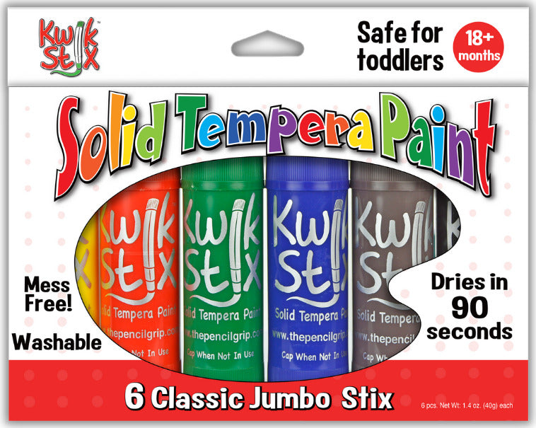Jumbo Kwikstix Tempera Paint  6 Pc Classic Colors