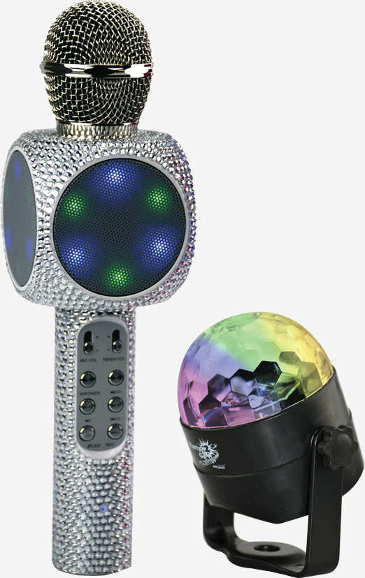Party2-Go Karaoke Mic Disco Ball Combo Silver Bling