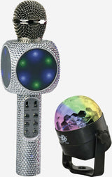 Party2-Go Karaoke Mic Disco Ball Combo Silver Bling