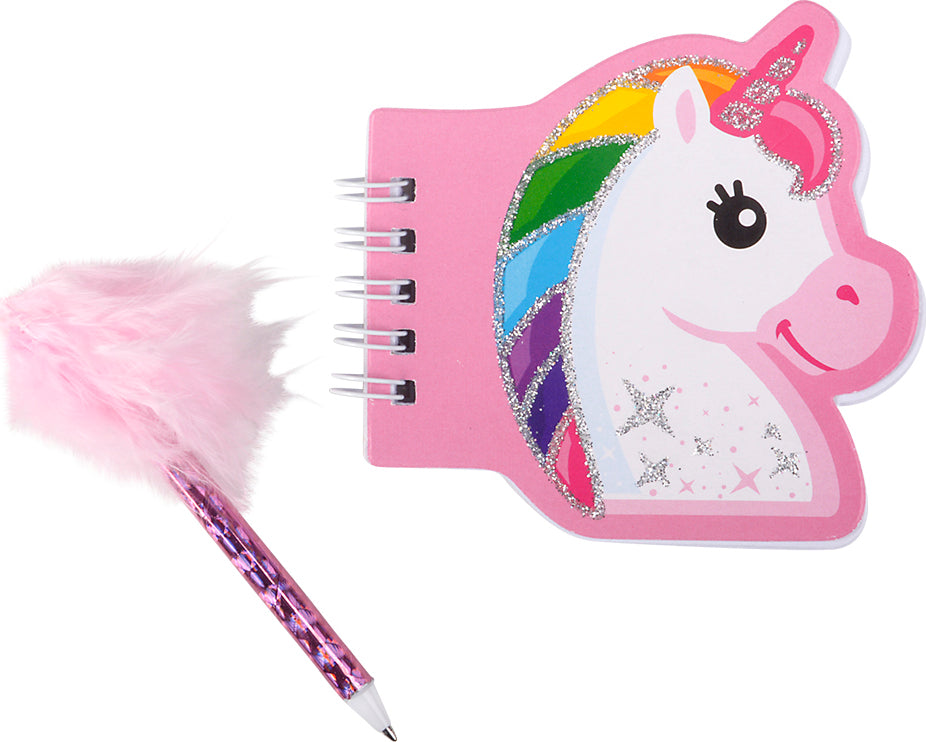 3.5" Unicorn Notebook With Feather Pen