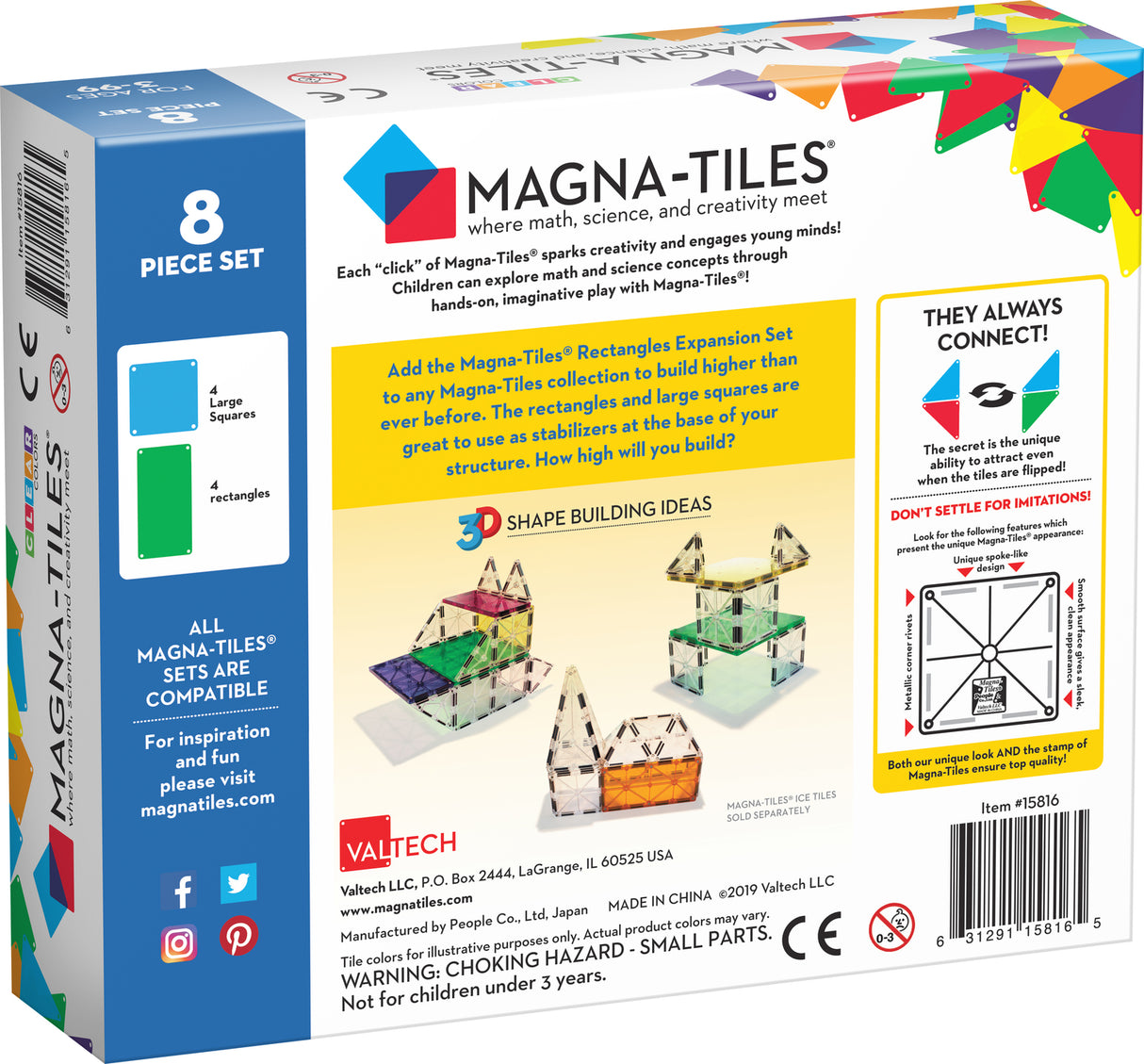 Magna-Tiles Rectangles 8 Piece Expansion Set